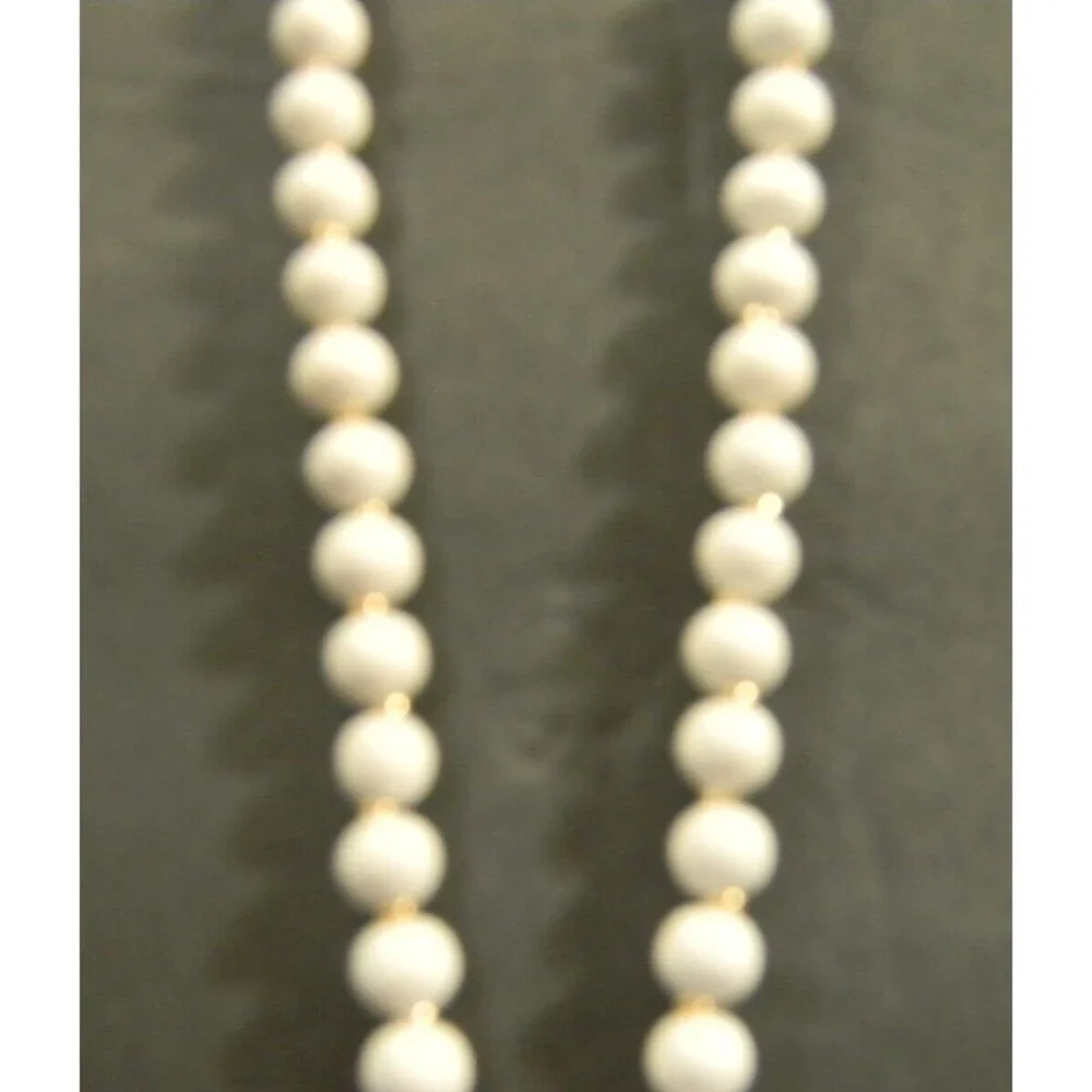 Cross Necklace Contemporary Gold/Silver with White Beads NEW